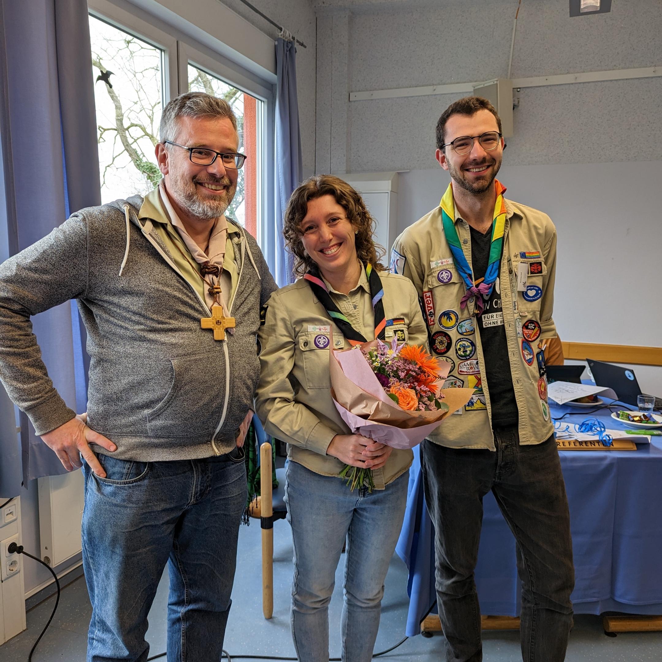 Der Diözesanvorstand Achim Köhler, Sarah Geenen und Matthias Koß (v.l.n.r.)