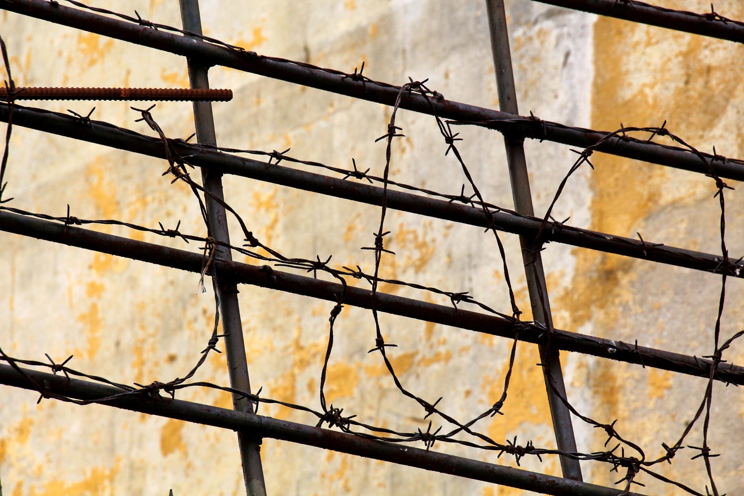 Gitter und Stacheldraht
